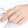 Classic 925 Sterling Silver Circle Opal Finger Rings